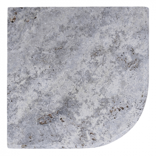 Margelle d'angle en travertin Silver sortant bord rond 3 cm