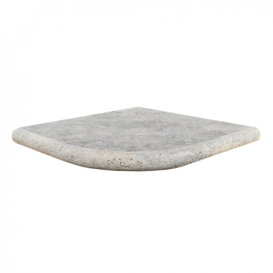 Margelle d'angle en travertin Silver sortant bord rond 3 cm