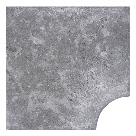 Margelle d'angle pierre Sahara gris sablé brossé rentrant bord rond 3 cm