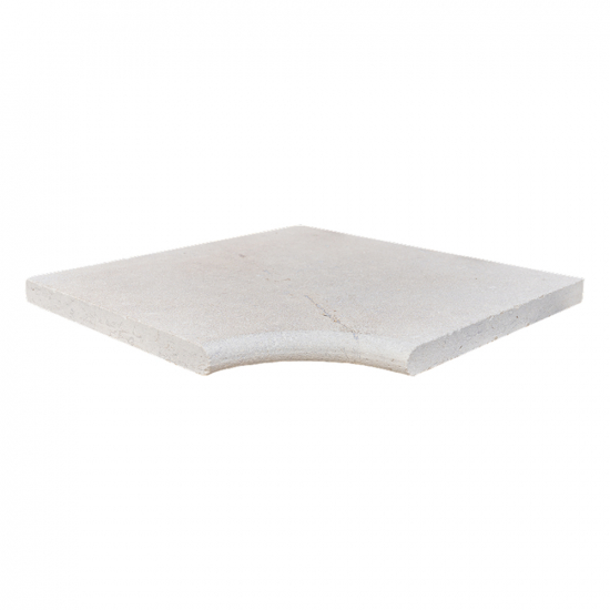Margelle d'angle piscine Bois doré sablé brossé rentrant bord rond 3 cm