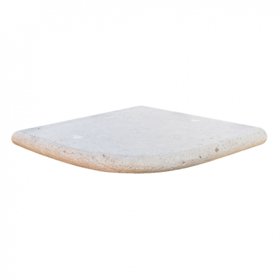 Margelle d'angle piscine Bois doré sablé brossé sortant bord rond 3 cm