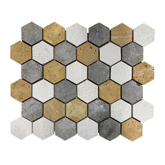 MOSAÏQUE Marbre Hexagone 4.8 x 4.8 ép.1 cm