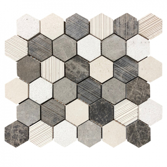 Mosaïque Marbre Hexagone Grey