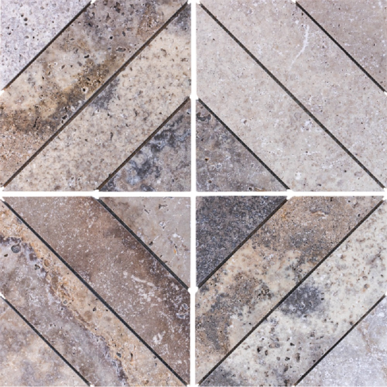 Mosaïque Travertin Parquet adouci