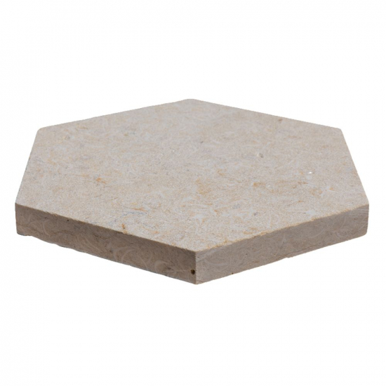 Petit carrelage hexagone en marbre Royal sablé brossé