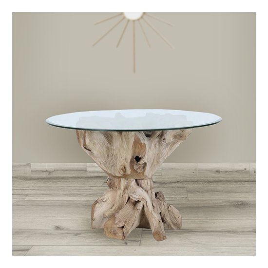 Table en racine de teck ronde 120 cm - pièce unique