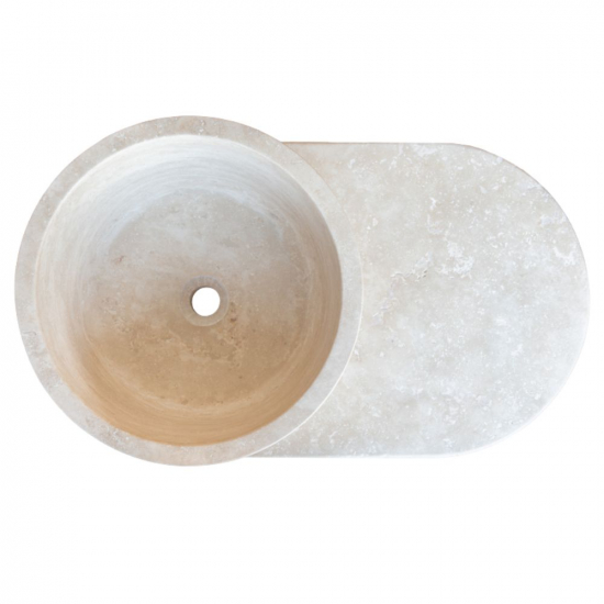 Vasque colonne en marbre Héloïse Beige avec tablette