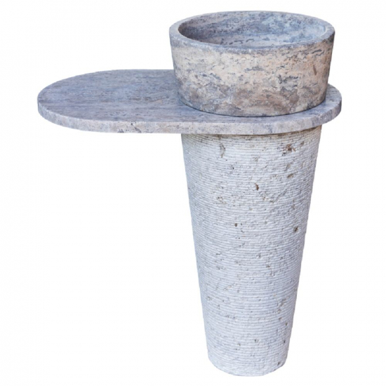 Vasque colonne en marbre Héloïse Gris avec tablette