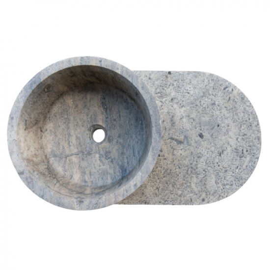 Vasque colonne en marbre Héloïse Gris avec tablette