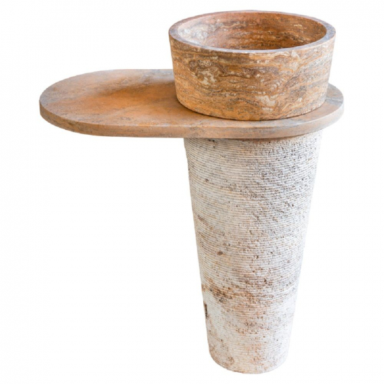 Vasque colonne en marbre Héloïse Scabas avec tablette