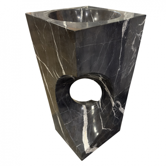 Vasque colonne Jaipur Noir polie 45 x 45 x H90 cm