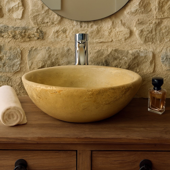 Vasque Eva en travertin Walnut