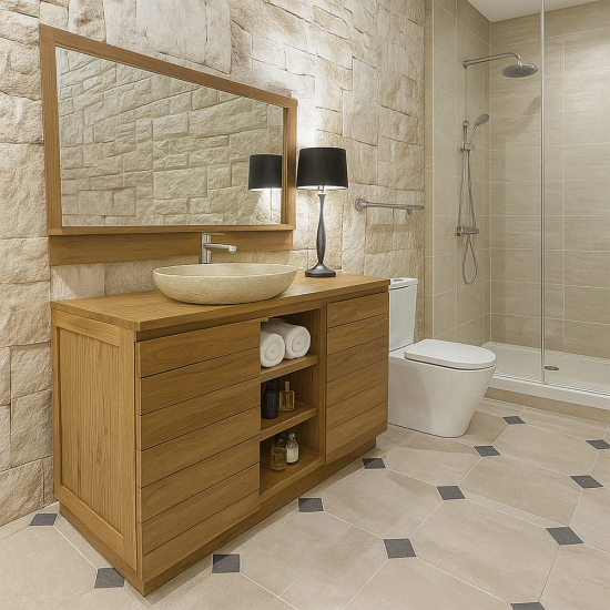 Meuble salle de bain en teck massif 120cm - Doro