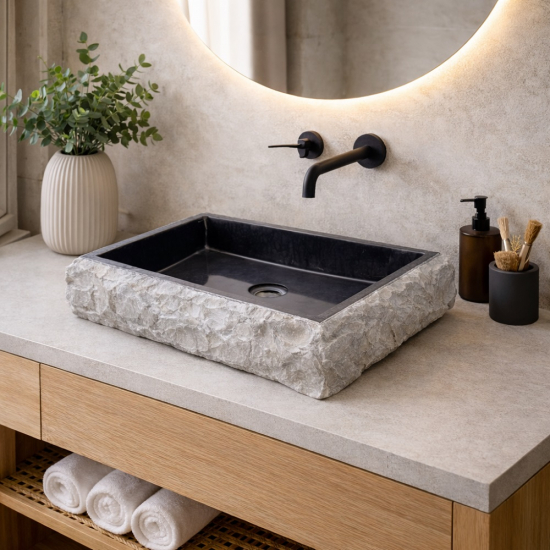 Vasque Cloé en marbre Noir