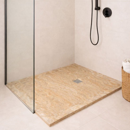 Bac à douche en travertin Scabas