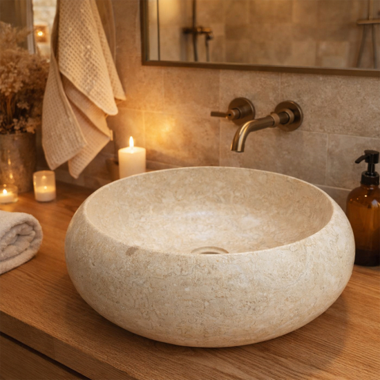 Vasque Carla en marbre poli Beige