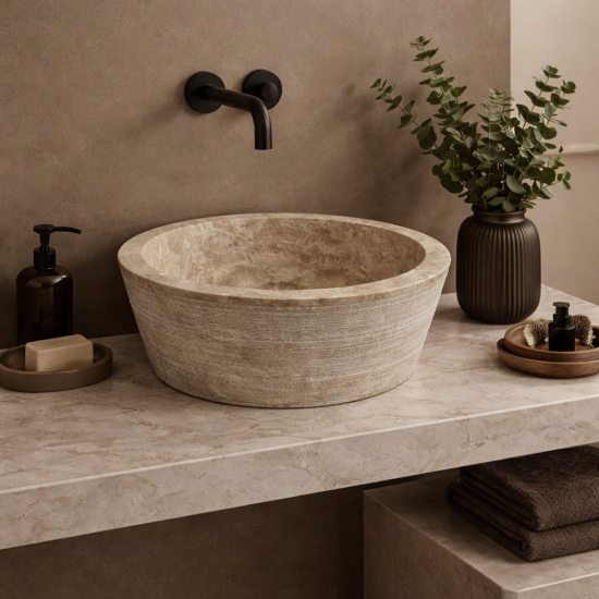 Vasque Livia en marbre strié Beige