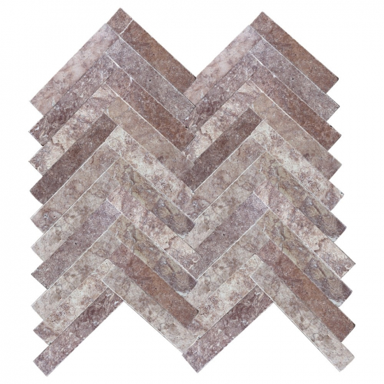 Carrelage chevron travertin Persiano vieilli