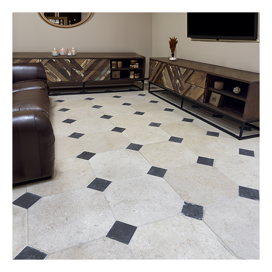 Carrelage en pierre Gala octogone à cabochons