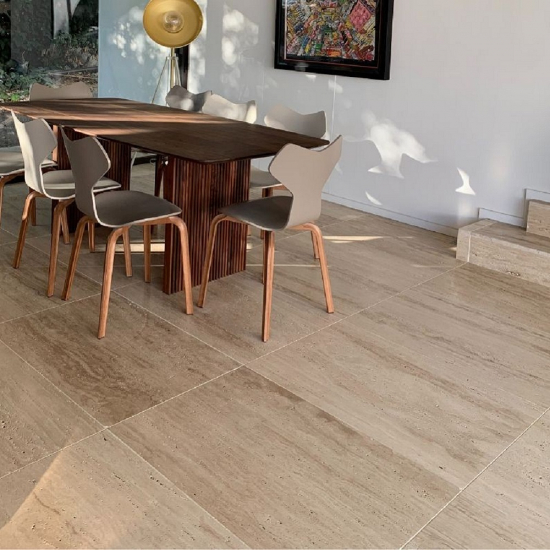 Carrelage travertin Imperia brossé veincut