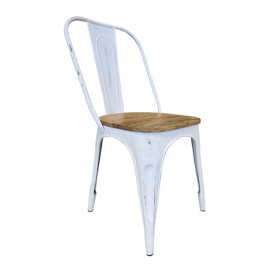 Chaise bistrot industrielle Métal Bois Blanc