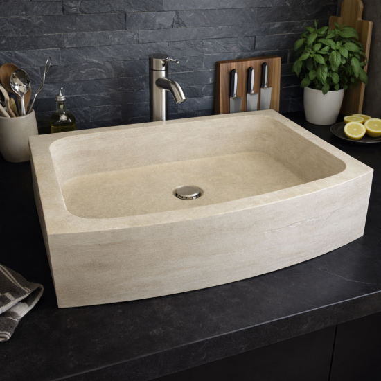 Evier Maxilly en travertin Beige Impéria