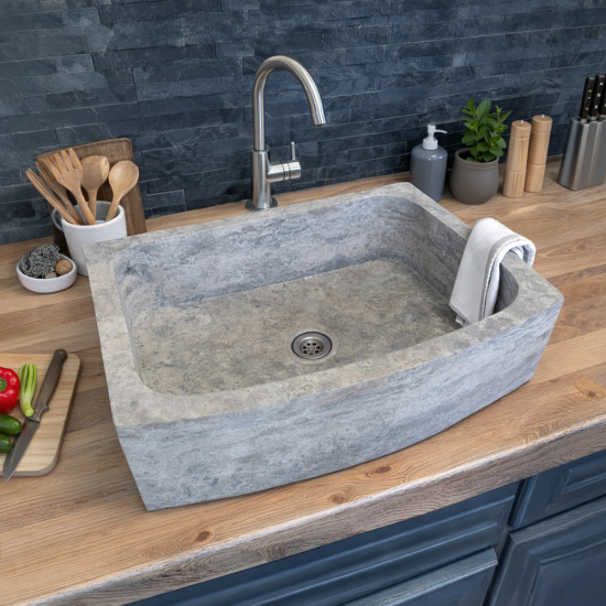 Evier Maxilly en travertin Gris Silver