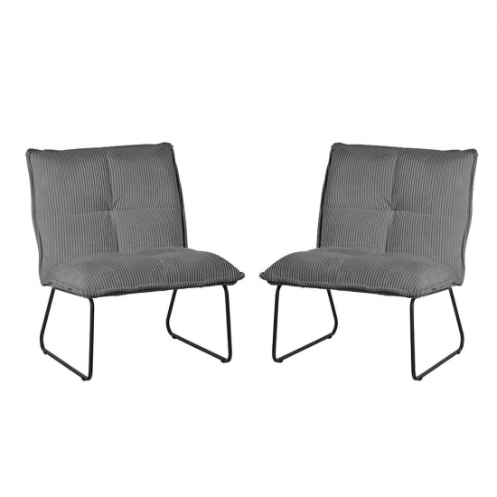 Fauteuil en velours côtelé Calvi Gris - Lot de 2