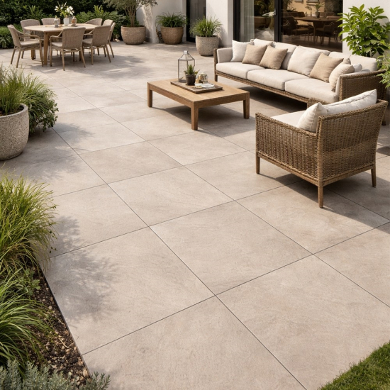 Grès Cérame Cemento Beige ép.2 cm