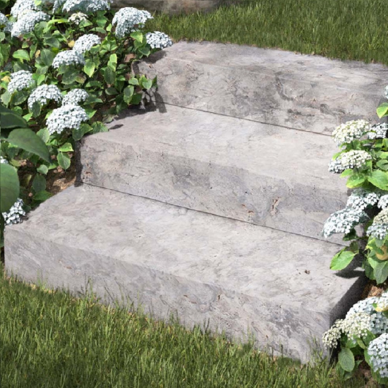 Lot marche massive Travertin Silver