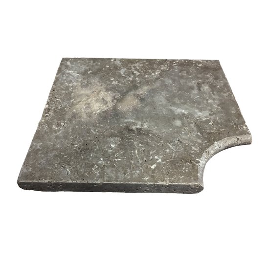 Margelle d'angle en marbre Néro rentrant bord rond 3 cm