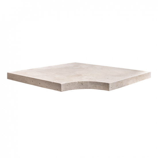Margelle d'angle en travertin Impéria rentrant bord droit 3 cm