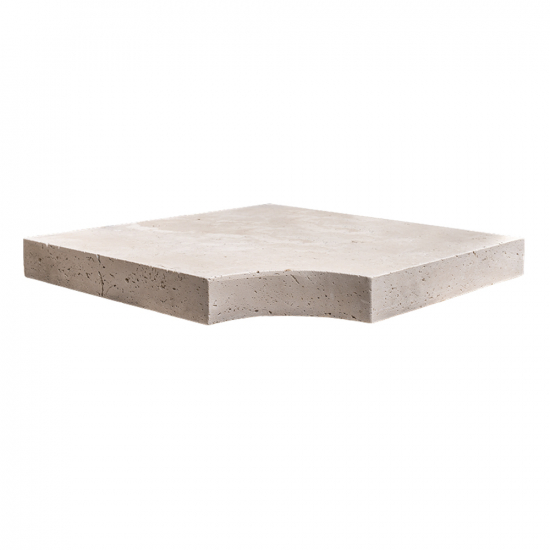 Margelle d'angle en travertin Impéria rentrant bord droit 5 cm