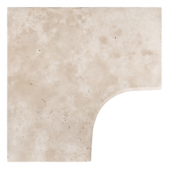 Margelle d'angle en travertin Impéria rentrant bord rond 3 cm