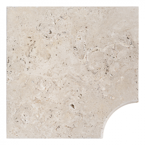 Margelle d'angle en travertin Mix rentrant bord rond 3 cm