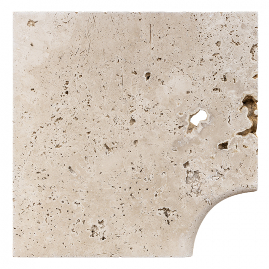 Margelle d'angle en travertin Nova rentrant bord rond 3 cm