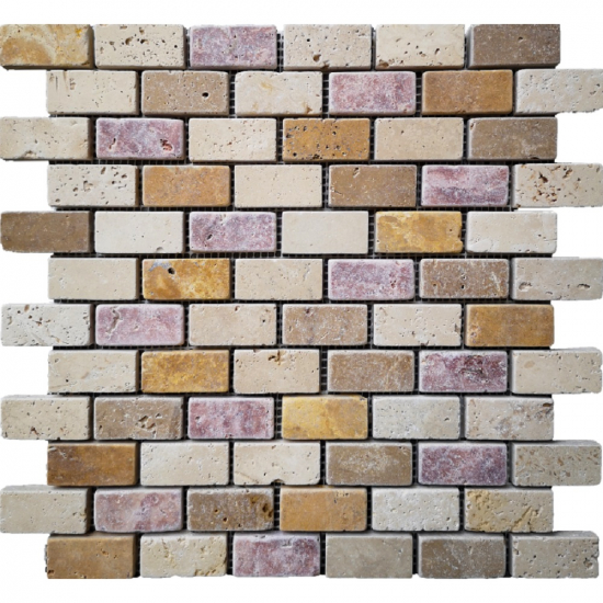 Mosaique travertin mélange 4 nuances