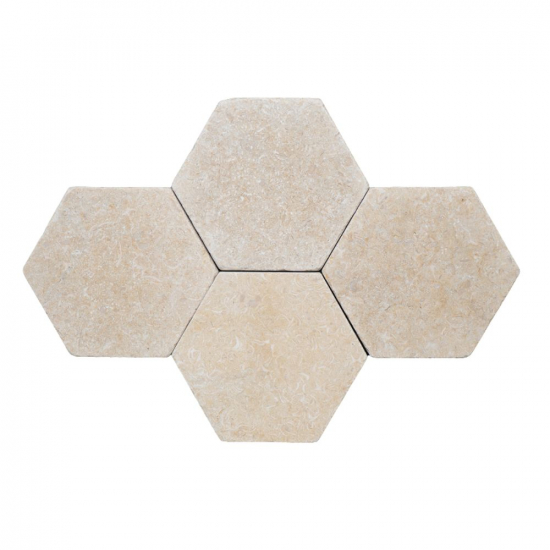 Petit carrelage hexagone en marbre Royal vieilli