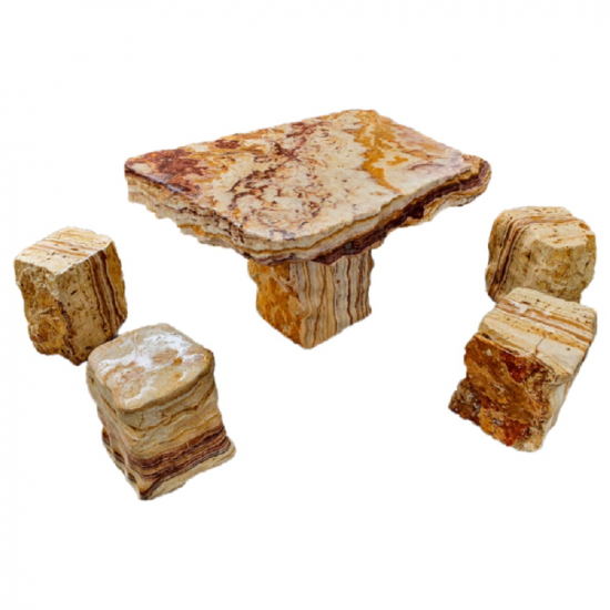 Table + 8 tabourets en Onyx Multicouleur