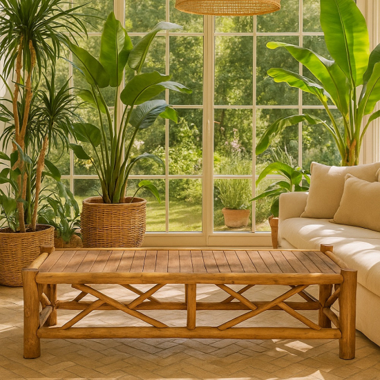 Table basse de jardin en teck naturel
