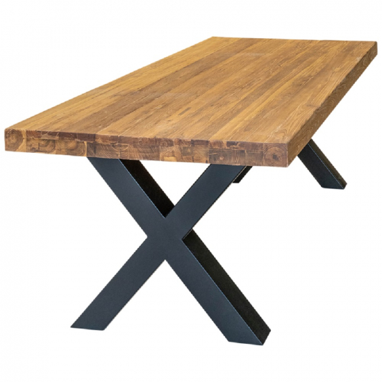 Table en teck naturel et métal