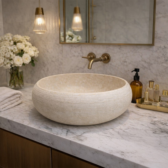 Vasque Carla en marbre strié Beige 