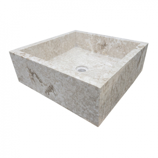 Vasque carrée en marbre Beige