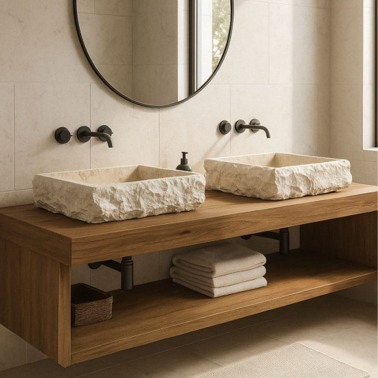 Vasque Cloé en marbre Beige