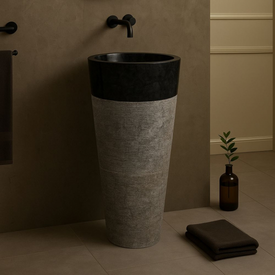 Vasque colonne Héloïse en marbre Noir