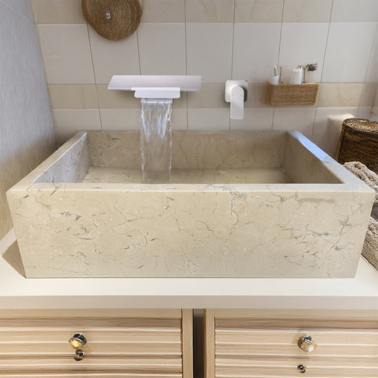 Vasque en marbre rectangle Beige