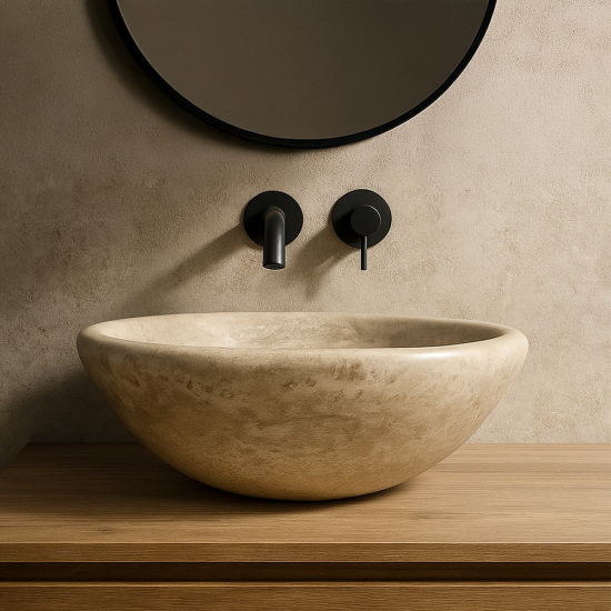 Vasque Eva en travertin Beige Impéria