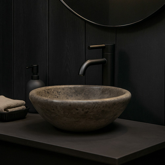 Vasque Eva en travertin Silver